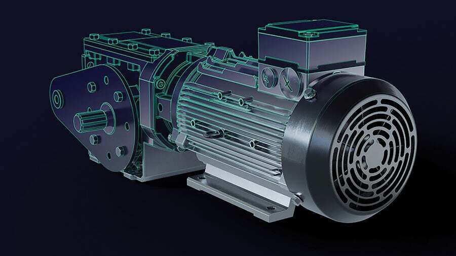 A conceptual design drawing of an industrial machine component resembling a motor.