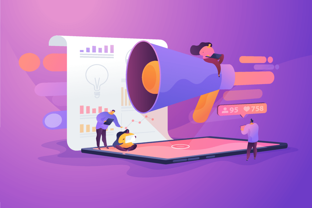 Social media management concept vector illustration.